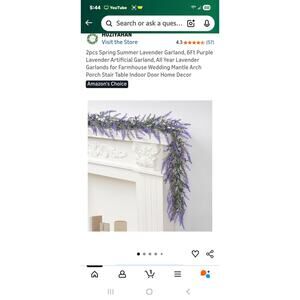 2pcs Spring Summer Lavender Garland, 6Ft Purple Lavender Artificial Garland,